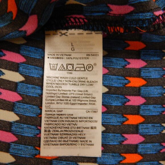 Gap Womens Shirt Large Blue Pink VNeck Flowy Geometric Lightweight Ruffle Sleeve - Picture 5 of 8